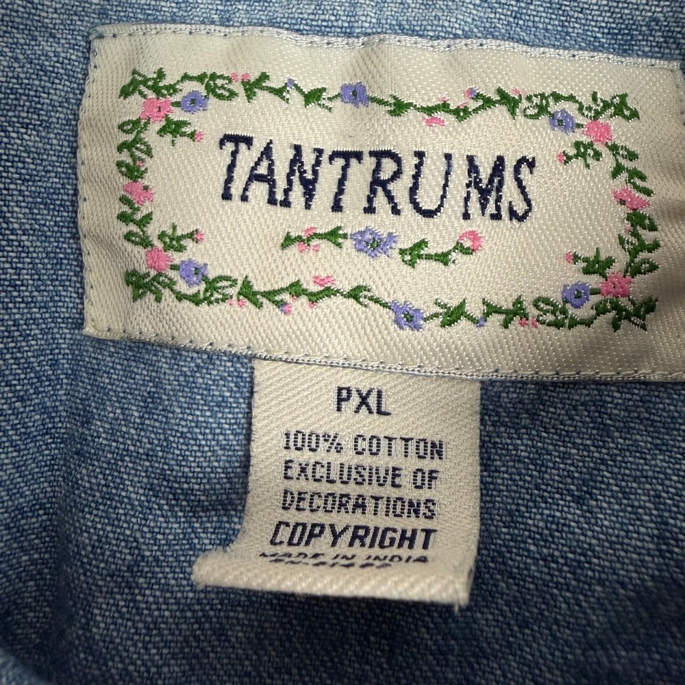 Tantrums Vintage Denim Cat Applique Jacket Blue Cotton Petite XL PXL Colorful - Picture 5 of 8